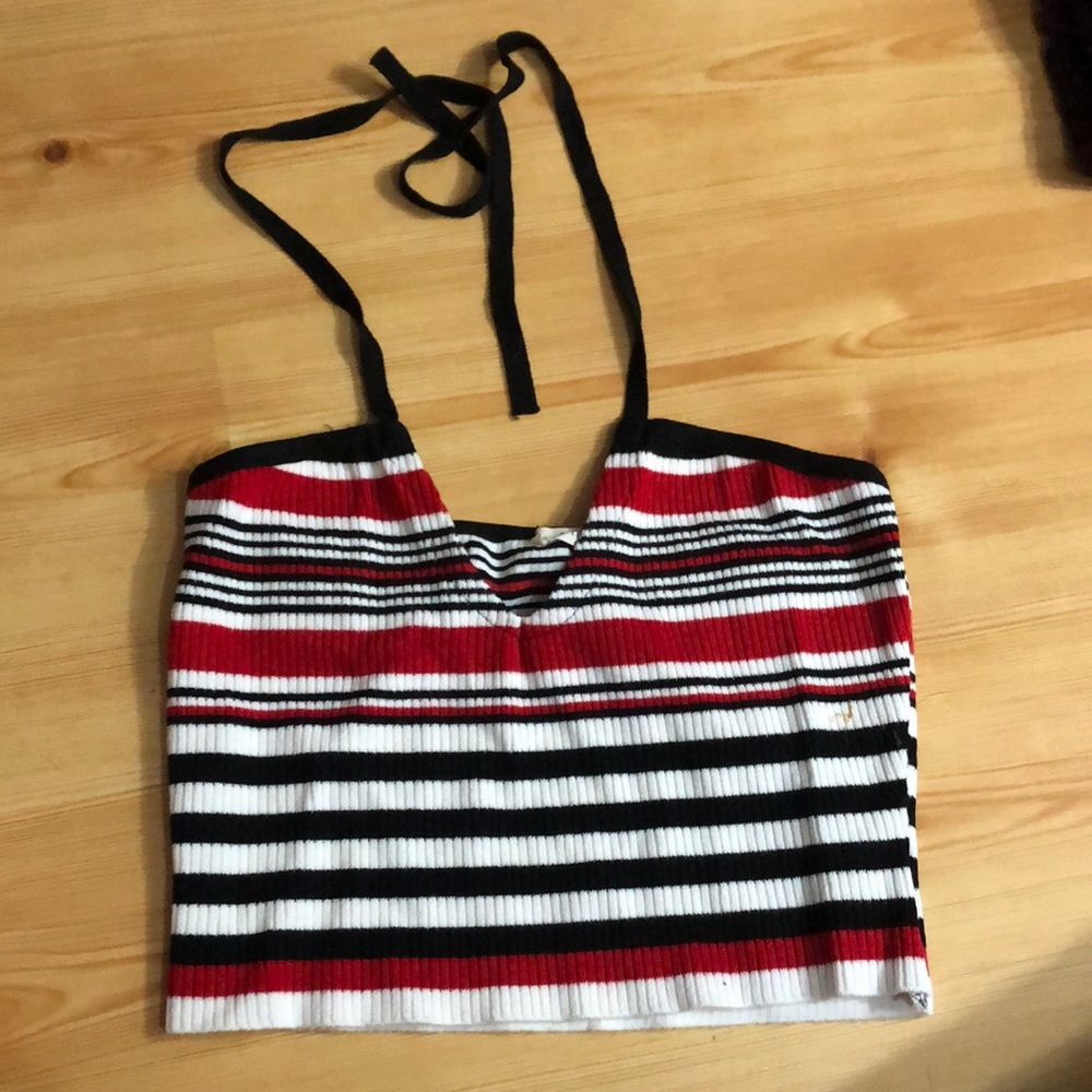 Halter striped crop top